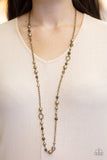 Make An Appearance - Brass Necklace - Paparazzi Accessories Necklace Bedazzle Me Pretty Mobile Fashion Boutique
