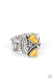 Make the NEST of It - Yellow Ring - Paparazzi Accessories Ring Bedazzle Me Pretty Mobile Fashion Boutique