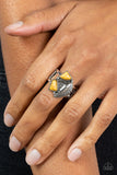Make the NEST of It - Yellow Ring - Paparazzi Accessories Ring Bedazzle Me Pretty Mobile Fashion Boutique