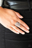 Make Waves - White Ring - Paparazzi Accessories Ring Bedazzle Me Pretty Mobile Fashion Boutique