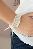 Make Yourself at HOMESPUN - White Bracelet - Paparazzi Accessories Bracelet Bedazzle Me Pretty Mobile Fashion Boutique