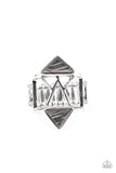 Making Me Edgy - Silver Ring - Paparazzi Accessories Ring Bedazzle Me Pretty Mobile Fashion Boutique