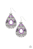 Malibu Gardens - Purple Earrings - Paparazzi Accessories Earrings Bedazzle Me Pretty Mobile Fashion Boutique