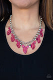 Malibu Ice - Pink Necklace - Paparazzi Accessories Necklace Bedazzle Me Pretty Mobile Fashion Boutique