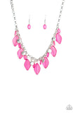 Malibu Ice - Pink Necklace - Paparazzi Accessories Necklace Bedazzle Me Pretty Mobile Fashion Boutique