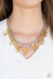 Malibu Ice - Yellow Necklace - Paparazzi Accessories Necklace Bedazzle Me Pretty Mobile Fashion Boutique