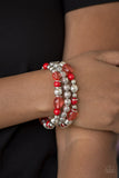 Malibu Marina - Red Bracelet - Paparazzi Accessories Bracelet Bedazzle Me Pretty Mobile Fashion Boutique