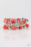 Malibu Marina - Red Bracelet - Paparazzi Accessories Bracelet Bedazzle Me Pretty Mobile Fashion Boutique