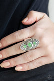 Malibu Mystic - Green Ring - Paparazzi Accessories Ring Bedazzle Me Pretty Mobile Fashion Boutique