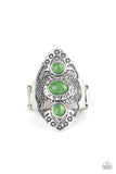 Malibu Mystic - Green Ring - Paparazzi Accessories Ring Bedazzle Me Pretty Mobile Fashion Boutique