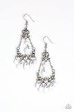 Malibu Sunset - White Earrings - Paparazzi Accessories Earrings Bedazzle Me Pretty Mobile Fashion Boutique