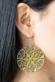 MANDALA Effect - Yellow Earrings - Paparazzi Accessories Earrings Bedazzle Me Pretty Mobile Fashion Boutique