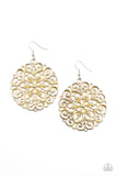 MANDALA Effect - Yellow Earrings - Paparazzi Accessories Earrings Bedazzle Me Pretty Mobile Fashion Boutique