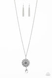 Mandala Garden - Silver Lanyard - Paparazzi Accessories Lanyard Bedazzle Me Pretty Mobile Fashion Boutique