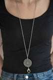 Mandala Garden - Silver Lanyard - Paparazzi Accessories Lanyard Bedazzle Me Pretty Mobile Fashion Boutique