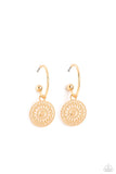Mandala Maiden - Gold Earrings - Paparazzi Accessories Earrings Bedazzle Me Pretty Mobile Fashion Boutique