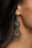 Mandala Mecca - Yellow Earrings - Paparazzi Accessories Earrings Bedazzle Me Pretty Mobile Fashion Boutique