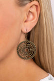 Mandala Meditation - Brass Earrings - Paparazzi Accessories Earrings Bedazzle Me Pretty Mobile Fashion Boutique