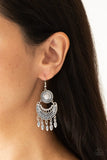 Mantra to Mantra - Silver Earrings - Paparazzi Accessories Earrings Bedazzle Me Pretty Mobile Fashion Boutique