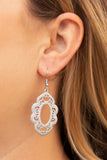Mantras and Mandalas - White Earrings - Paparazzi Accessories Earrings Bedazzle Me Pretty Mobile Fashion Boutique