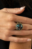 Marble Mosaic - Brass Ring - Paparazzi Accessories Ring Bedazzle Me Pretty Mobile Fashion Boutique