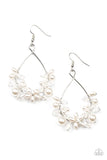 Marina Banquet - White Earrings - Paparazzi Accessories Earrings Bedazzle Me Pretty Mobile Fashion Boutique