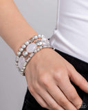 Marina Magic- White Bracelet - Paparazzi Accessories Bracelet Bedazzle Me Pretty Mobile Fashion Boutique