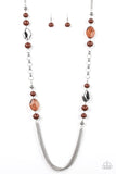 Marina Majesty - Brown Necklace - Paparazzi Accessories Necklace Bedazzle Me Pretty Mobile Fashion Boutique