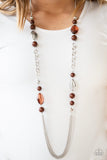 Marina Majesty - Brown Necklace - Paparazzi Accessories Necklace Bedazzle Me Pretty Mobile Fashion Boutique