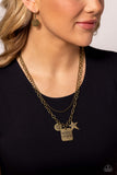Masterpiece in Progress - Brass Necklace - Paparazzi Accessories Necklace Bedazzle Me Pretty Mobile Fashion Boutique
