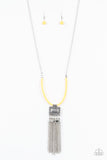 Mayan Masquerade - Yellow Necklace - Paparazzi Accessories Necklace Bedazzle Me Pretty Mobile Fashion Boutique