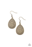 Mayan Mecca - Brass Earrings - Paparazzi Accessories Earrings Bedazzle Me Pretty Mobile Fashion Boutique