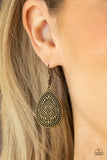 Mayan Mecca - Brass Earrings - Paparazzi Accessories Earrings Bedazzle Me Pretty Mobile Fashion Boutique
