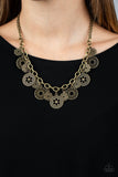 Meadow Masquerade - Brass Necklace - Paparazzi Accessories Necklace Bedazzle Me Pretty Mobile Fashion Boutique