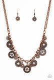 Meadow Masquerade - Copper Necklace - Paparazzi Accessories Necklace Bedazzle Me Pretty Mobile Fashion Boutique