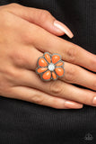 Meadow Mystique - Orange Ring - Paparazzi Accessories Ring Bedazzle Me Pretty Mobile Fashion Boutique
