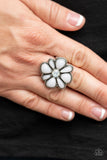 Meadow Mystique - White Ring - Paparazzi Accessories Ring Bedazzle Me Pretty Mobile Fashion Boutique
