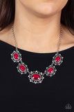 Meadow Wedding - Red Necklace - Paparazzi Accessories Necklace Bedazzle Me Pretty Mobile Fashion Boutique