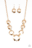 Mechanical Masterpiece - Gold Necklace - Paparazzi Accessories Necklace Bedazzle Me Pretty Mobile Fashion Boutique