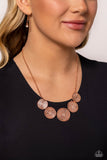 Medaled Mosaic - Copper Necklace - Paparazzi Accessories Necklace Bedazzle Me Pretty Mobile Fashion Boutique