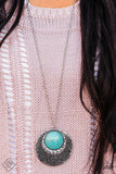 Medallion Meadow - Blue Necklace - Paparazzi Accessories Necklace Bedazzle Me Pretty Mobile Fashion Boutique