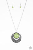 Medallion Meadow - Green Necklace - Paparazzi Accessories Necklace Bedazzle Me Pretty Mobile Fashion Boutique