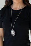 Medallion Meadow - White Necklace - Paparazzi Accessories Necklace Bedazzle Me Pretty Mobile Fashion Boutique