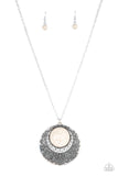 Medallion Meadow - White Necklace - Paparazzi Accessories Necklace Bedazzle Me Pretty Mobile Fashion Boutique