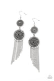 Medallion Mecca - Silver Earrings - Paparazzi Accessories Earrings Bedazzle Me Pretty Mobile Fashion Boutique