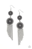 Medallion Mecca - White Earrings - Paparazzi Accessories Earrings Bedazzle Me Pretty Mobile Fashion Boutique