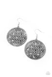 Medallion Stallion - Silver Earrings - Paparazzi Accessories Earrings Bedazzle Me Pretty Mobile Fashion Boutique