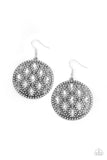 Medallion Stallion - White Earrings - Paparazzi Accessories Earrings Bedazzle Me Pretty Mobile Fashion Boutique