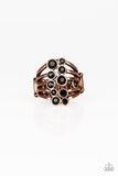 Meet In The Middle - Copper Ring - Paparazzi Accessories Ring Bedazzle Me Pretty Mobile Fashion Boutique