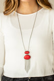 Meet Me At Sunset - Red Necklace - Paparazzi Accessories Necklace Bedazzle Me Pretty Mobile Fashion Boutique